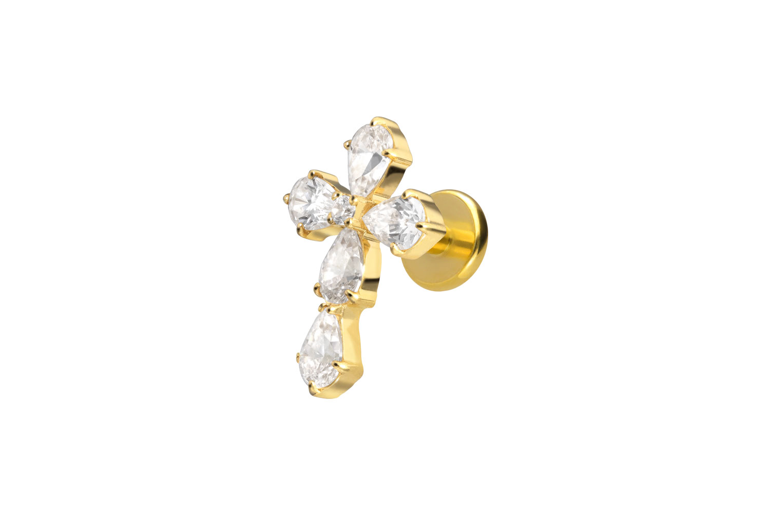 Titan Labret Piercing mit Innengewinde KRISTALLKREUZ